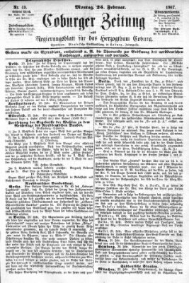Coburger Zeitung Montag 25. Februar 1867