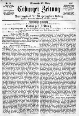 Coburger Zeitung Mittwoch 27. März 1867