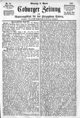 Coburger Zeitung Montag 1. April 1867