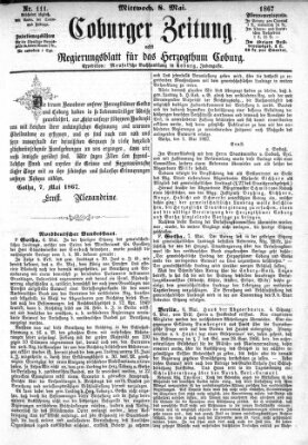 Coburger Zeitung Mittwoch 8. Mai 1867