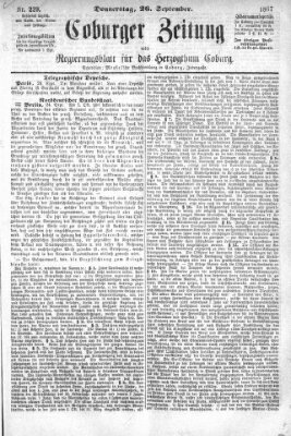 Coburger Zeitung Donnerstag 26. September 1867