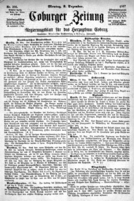 Coburger Zeitung Montag 2. Dezember 1867