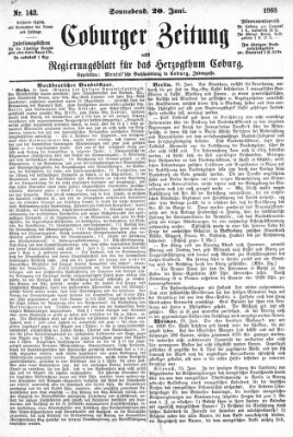 Coburger Zeitung Samstag 20. Juni 1868