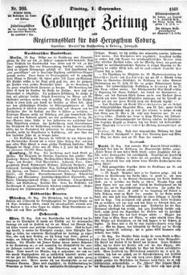 Coburger Zeitung Dienstag 1. September 1868