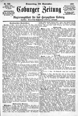Coburger Zeitung Donnerstag 10. September 1868