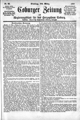 Coburger Zeitung Dienstag 16. März 1869