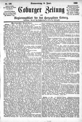 Coburger Zeitung Donnerstag 3. Juni 1869
