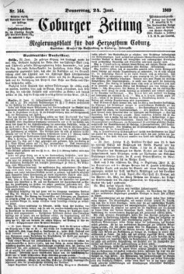 Coburger Zeitung Donnerstag 24. Juni 1869