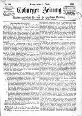 Coburger Zeitung Donnerstag 1. Juli 1869