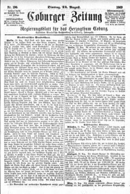 Coburger Zeitung Dienstag 24. August 1869
