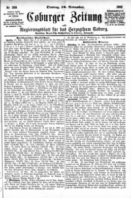 Coburger Zeitung Dienstag 16. November 1869