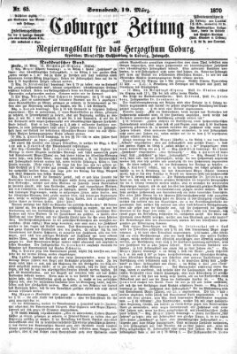 Coburger Zeitung Samstag 19. März 1870