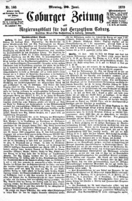 Coburger Zeitung Montag 20. Juni 1870