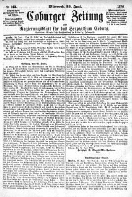 Coburger Zeitung Mittwoch 22. Juni 1870