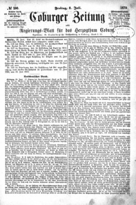 Coburger Zeitung Freitag 1. Juli 1870