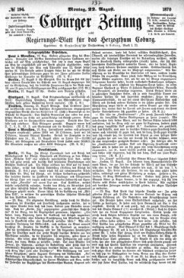 Coburger Zeitung Montag 22. August 1870