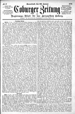 Coburger Zeitung Samstag 20. Januar 1872