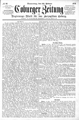 Coburger Zeitung Donnerstag 22. Februar 1872