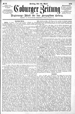 Coburger Zeitung Freitag 19. April 1872