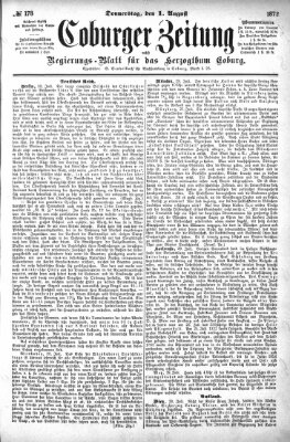 Coburger Zeitung Donnerstag 1. August 1872