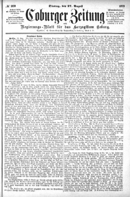 Coburger Zeitung Dienstag 27. August 1872