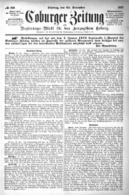 Coburger Zeitung Dienstag 31. Dezember 1872