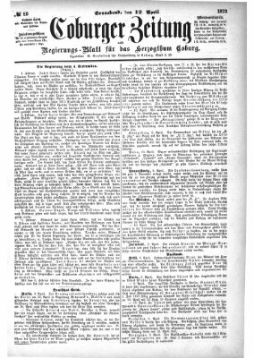 Coburger Zeitung Samstag 12. April 1873