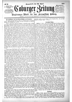 Coburger Zeitung Samstag 26. April 1873