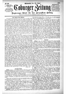 Coburger Zeitung Mittwoch 18. Juni 1873