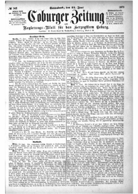 Coburger Zeitung Samstag 21. Juni 1873