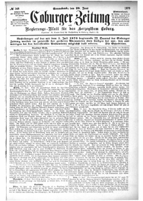 Coburger Zeitung Samstag 28. Juni 1873