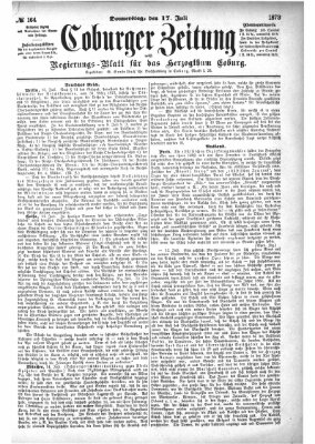 Coburger Zeitung Donnerstag 17. Juli 1873