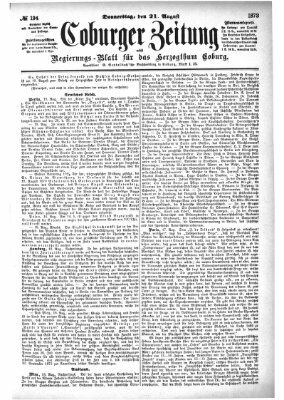 Coburger Zeitung Donnerstag 21. August 1873