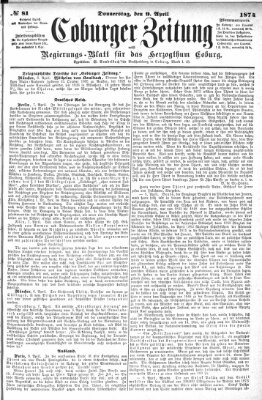 Coburger Zeitung Donnerstag 9. April 1874