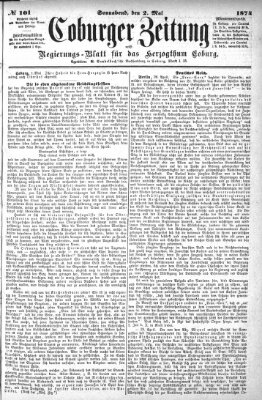 Coburger Zeitung Samstag 2. Mai 1874