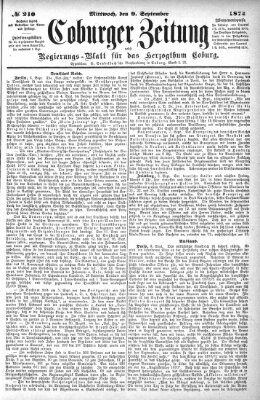 Coburger Zeitung Mittwoch 9. September 1874