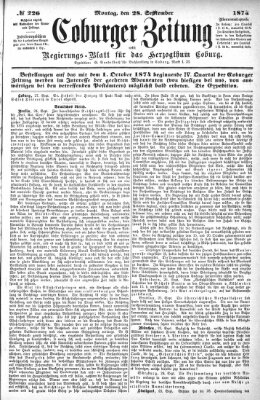 Coburger Zeitung Montag 28. September 1874