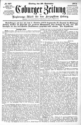 Coburger Zeitung Dienstag 29. September 1874