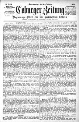 Coburger Zeitung Donnerstag 1. Oktober 1874
