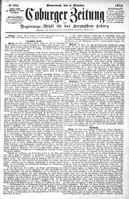 Coburger Zeitung Samstag 3. Oktober 1874