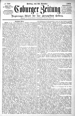 Coburger Zeitung Freitag 23. Oktober 1874