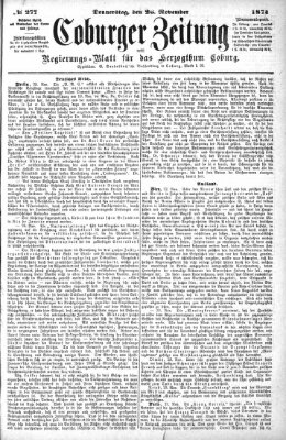Coburger Zeitung Donnerstag 26. November 1874
