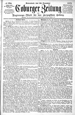 Coburger Zeitung Samstag 19. Dezember 1874