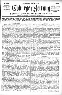 Coburger Zeitung Samstag 26. Juni 1875