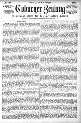 Coburger Zeitung Dienstag 24. August 1875