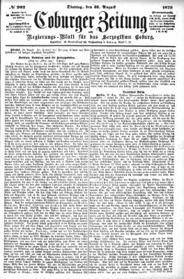 Coburger Zeitung Dienstag 31. August 1875
