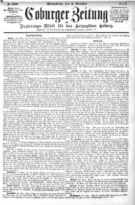 Coburger Zeitung Samstag 2. Oktober 1875