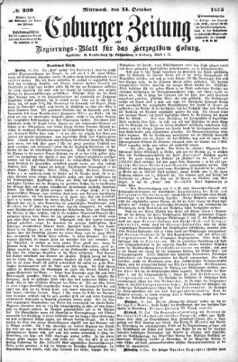 Coburger Zeitung Mittwoch 13. Oktober 1875