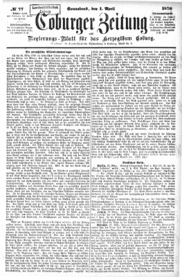Coburger Zeitung Samstag 1. April 1876