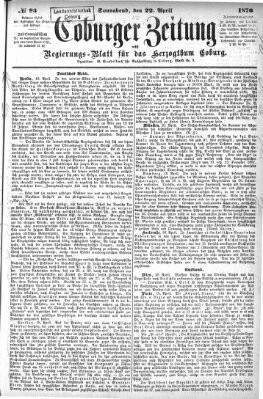 Coburger Zeitung Samstag 22. April 1876